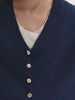 NICE THINGS - RELAXED CARDIGAN w V NECK - BLUE