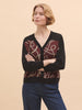 NICE THINGS PALOMA S - ANCHOR ROPES V NECK JACKET - BLACK/CHESTNUT