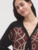 NICE THINGS PALOMA S - ANCHOR ROPES V NECK JACKET - BLACK/CHESTNUT