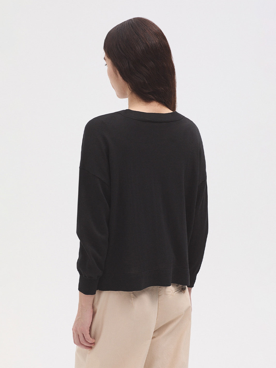 NICE THINGS PALOMA S - ANCHOR ROPES V NECK JACKET - BLACK/CHESTNUT