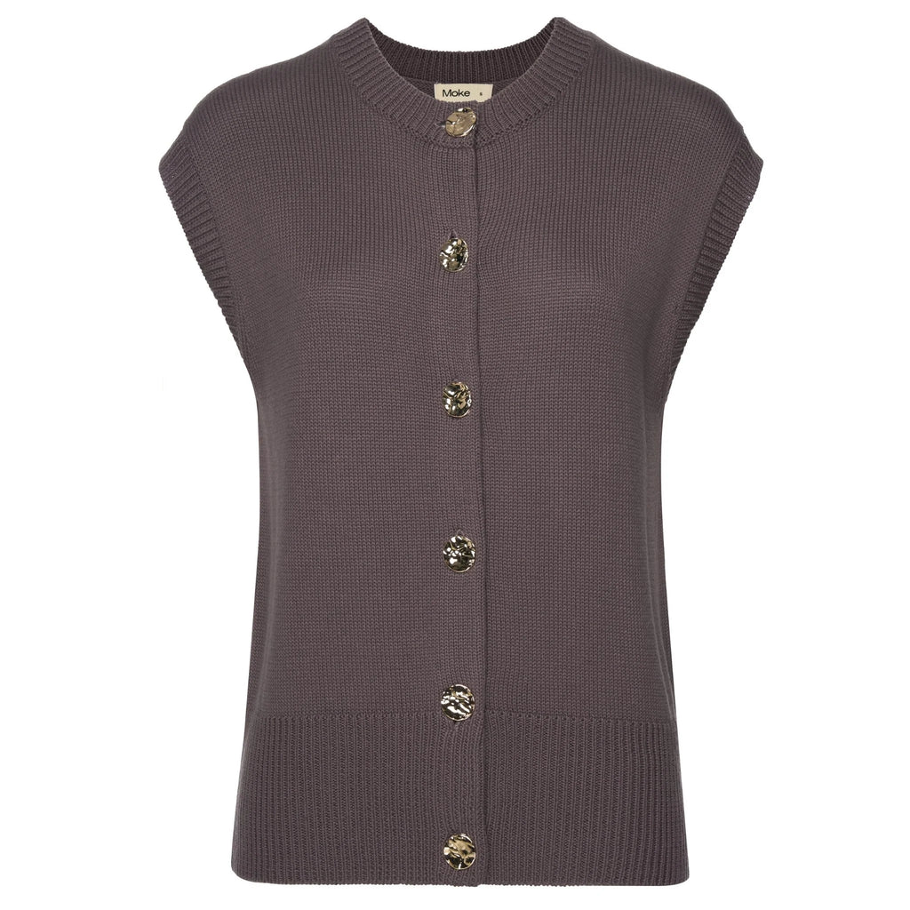 MOKE - CHLOE WOMEN'S KNIT VEST - COCOA POWDER