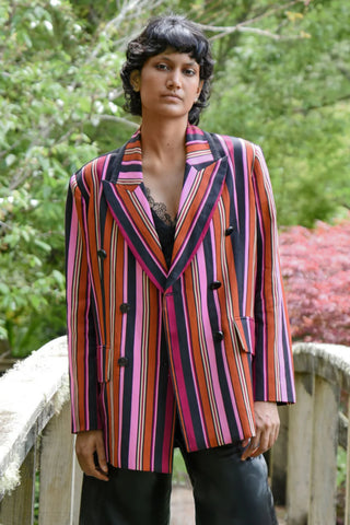 COOPER - IT'S A BOLD SHOULDER JACKET - PINK MULTI STRIPE