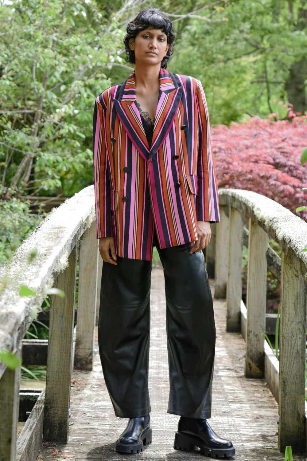 COOPER - IT'S A BOLD SHOULDER JACKET - PINK MULTI STRIPE