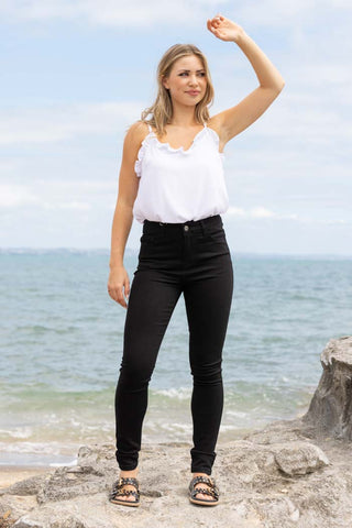 Honey Denim  Cormac Jeans High Waisted - SOLID BLACK