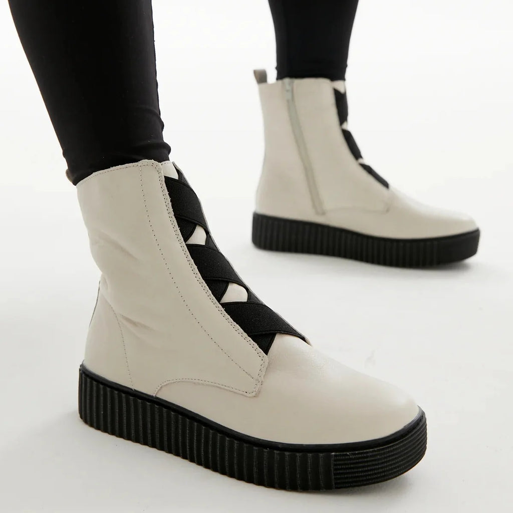 ALFIE & EVIE - DATE - ANKLE BOOTS - STONE LEATHER