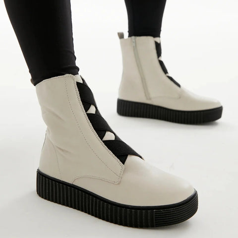 ALFIE & EVIE - DATE - ANKLE BOOTS - STONE LEATHER