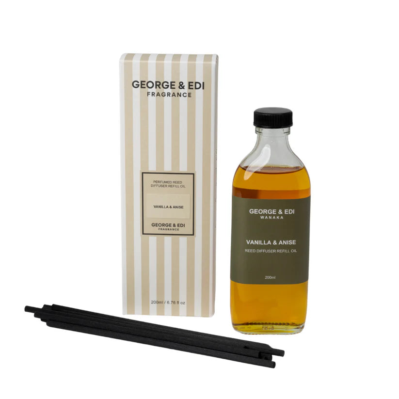 George & Edi - PERFUMED REED DIFFUSER REFILL OIL - VANILLA & ANISE