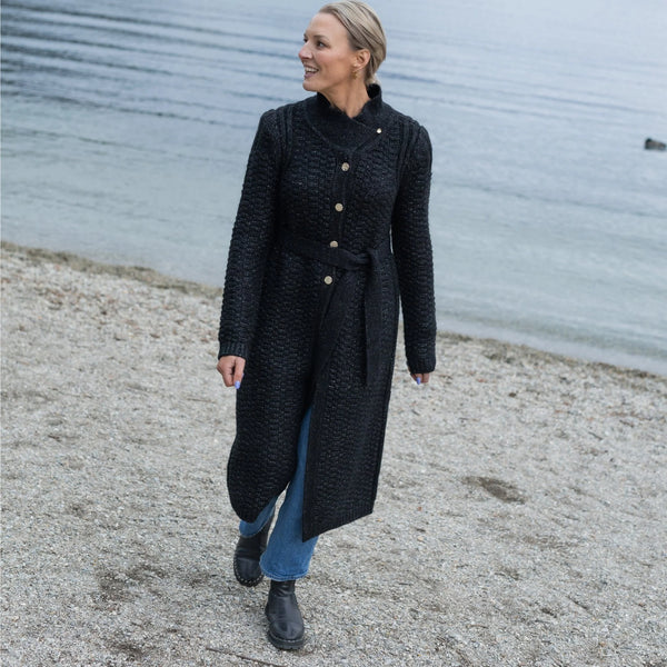 MOKE - NAOMI WOMEN'S LONG KNIT COAT - BLACK