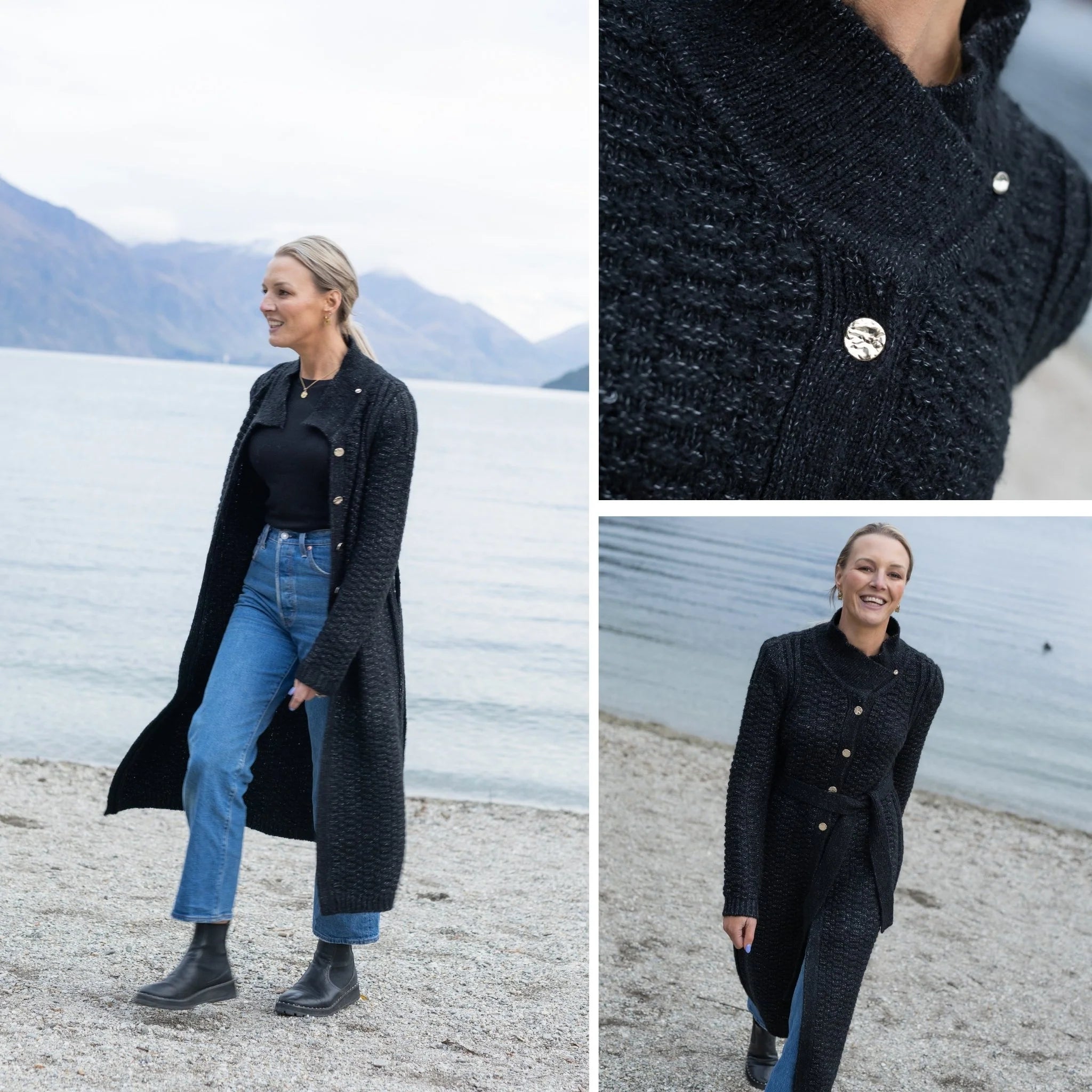 MOKE - NAOMI WOMEN'S LONG KNIT COAT - BLACK