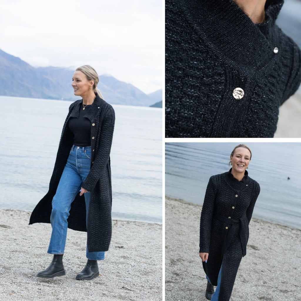 MOKE - NAOMI WOMEN'S LONG KNIT COAT - BLACK