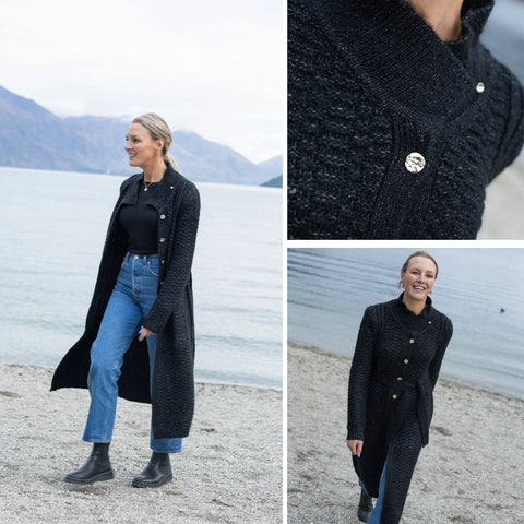 MOKE - NAOMI WOMEN'S LONG KNIT COAT - BLACK