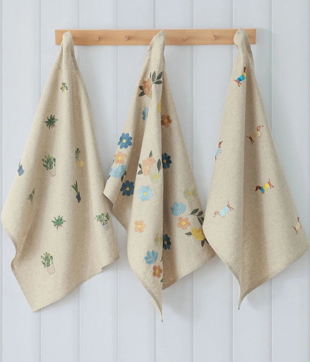 MM Linen POTTED PLANTS  Tea Towel