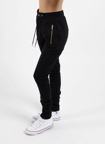 FEDERATION Escape Trackies -  BLACK w GOLD ZIPS