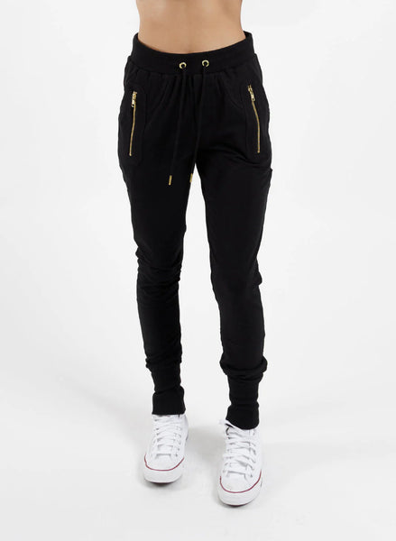 FEDERATION Escape Trackies -  BLACK w GOLD ZIPS