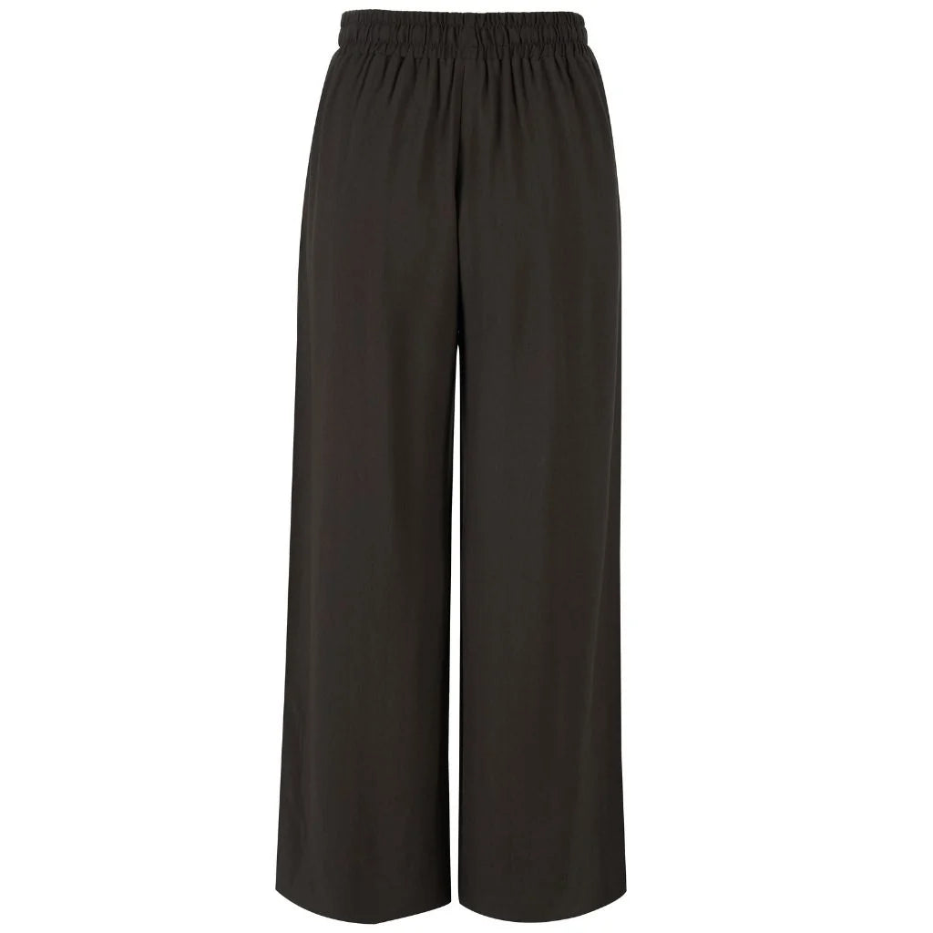 MOKE - INDIANA WOMENS WIDE LEG PANTS - DARK CHOCOLATE w CREAM