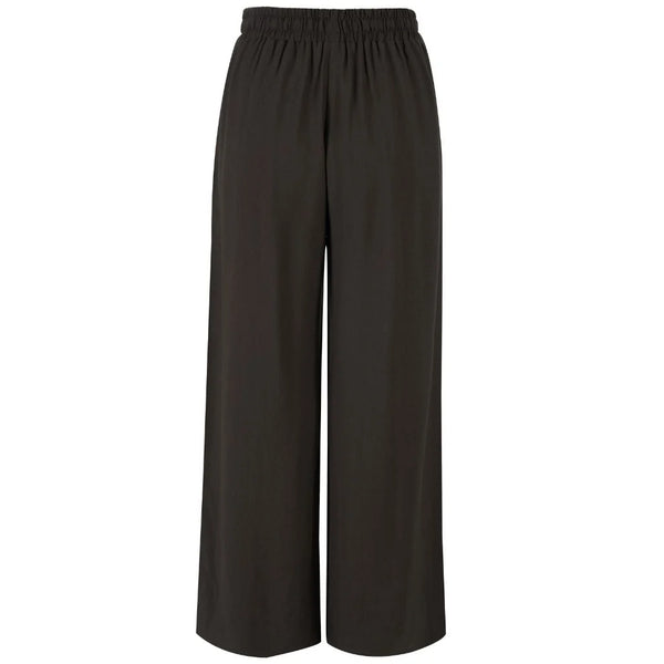 MOKE - INDIANA WOMENS WIDE LEG PANTS - DARK CHOCOLATE w CREAM