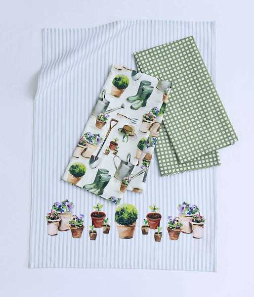 MM Linen - GARDENING TEA TOWEL SET OF 3