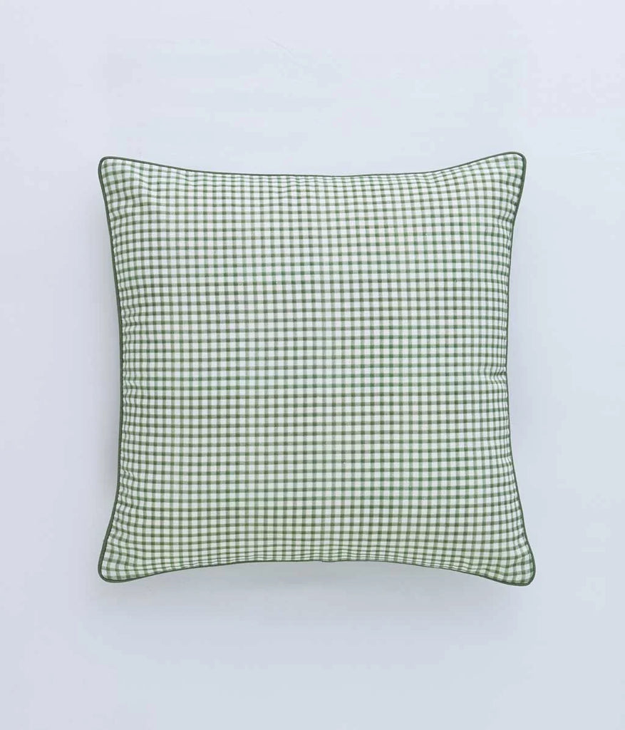 MM Linen GINGHAM CUSHION - GREEN 50X50