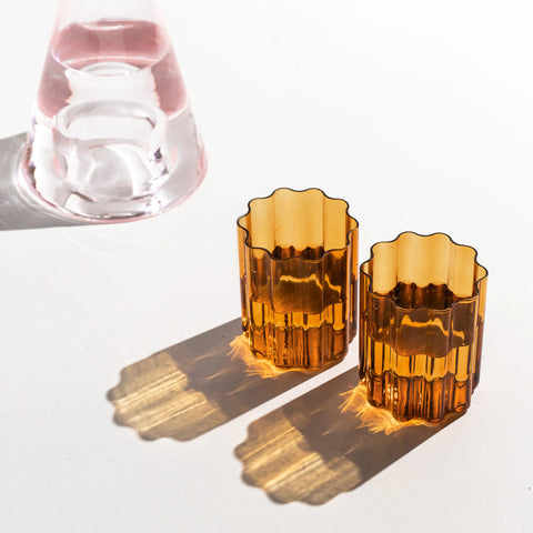 Fazeek Wave Glasses Set Of 2 Amber