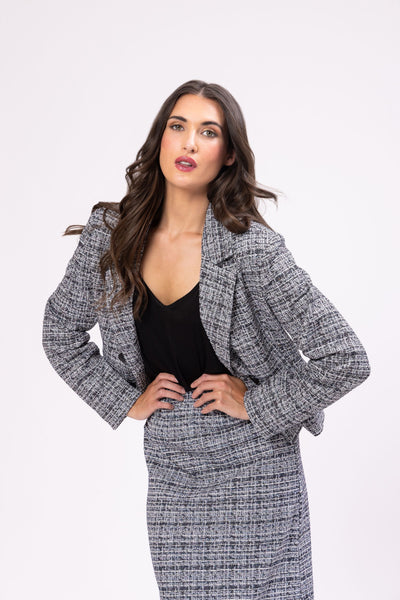 SEEKING LOLA - AUDREY BLAZER - MIDNIGHT TWEED