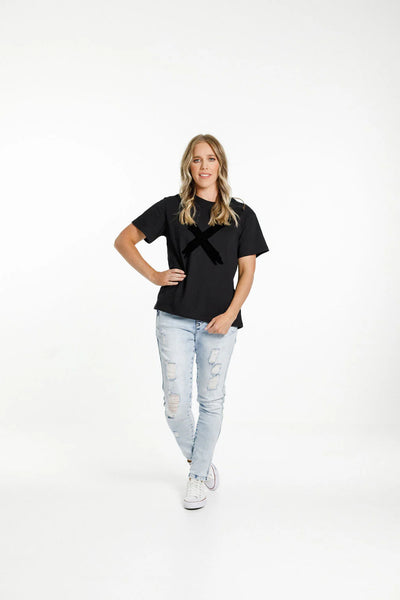 Home-Lee CHRIS TEE - BLACK w TONAL X