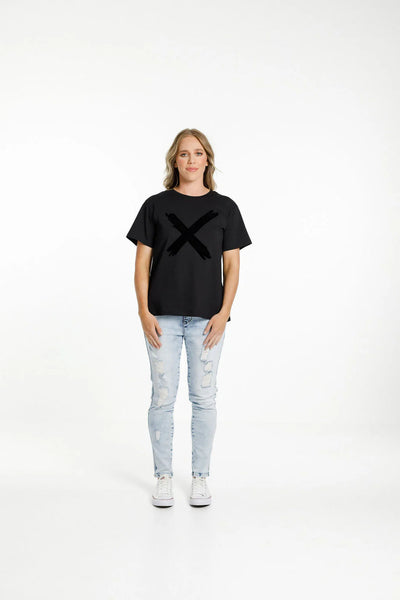 Home-Lee CHRIS TEE - BLACK w TONAL X