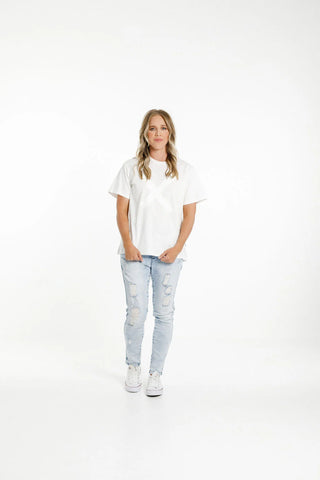 Home-Lee CHRIS TEE - WHITE w TONAL X