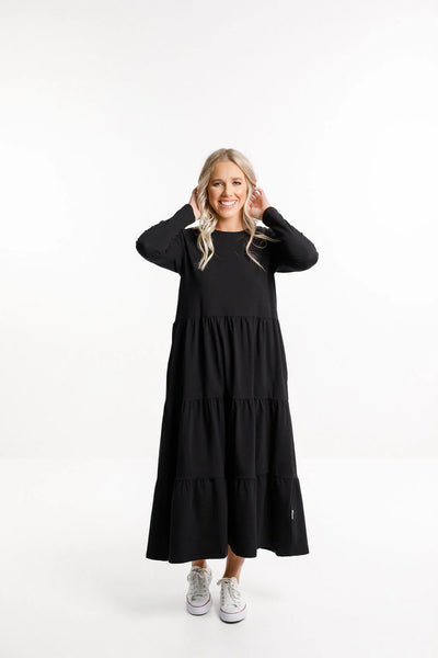 Homelee LONG SLEEVE KENDALL DRESS - BLACK