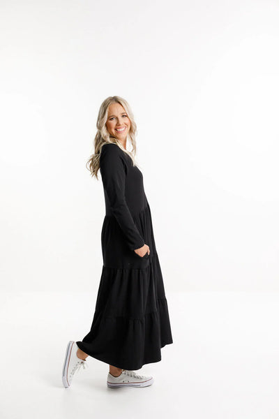 Homelee LONG SLEEVE KENDALL DRESS - BLACK