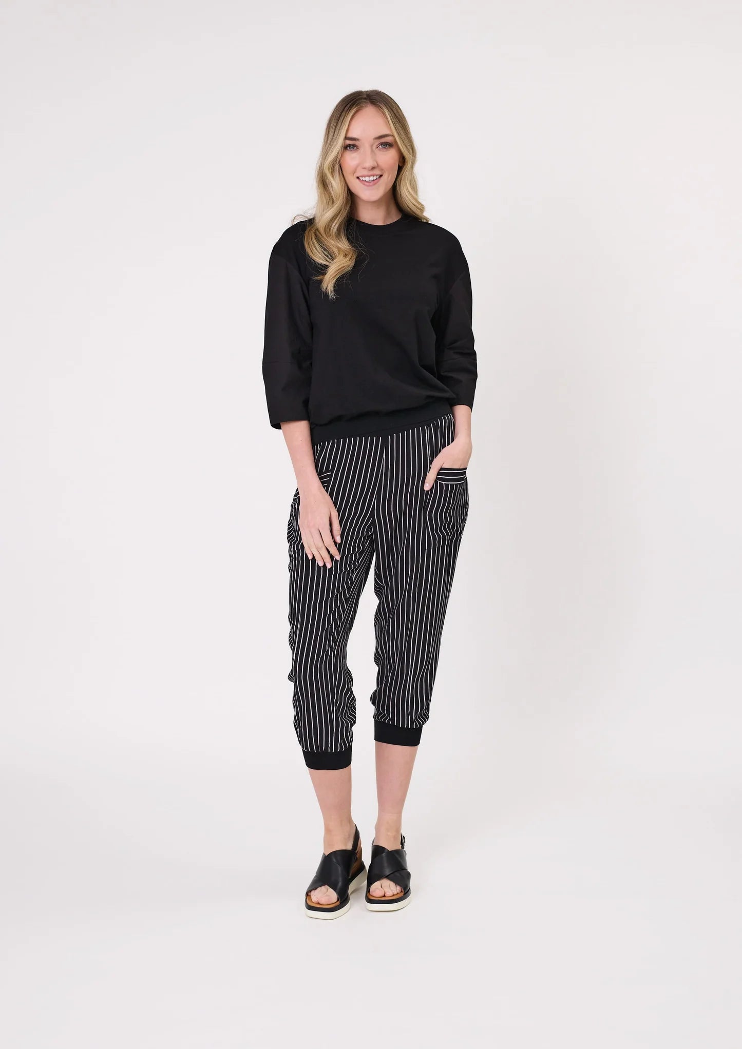 LEMON TREE - HAREM PANT - BLACK/WHITE STRIPE