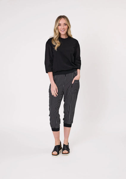 LEMON TREE - HAREM PANT - BLACK/WHITE STRIPE