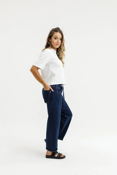 HOMELEE - BARREL JEANS -INDIGO WASH
