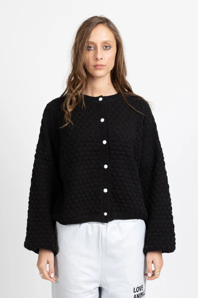 FEDERATION - HONEYCOMB CARDI - BLACK