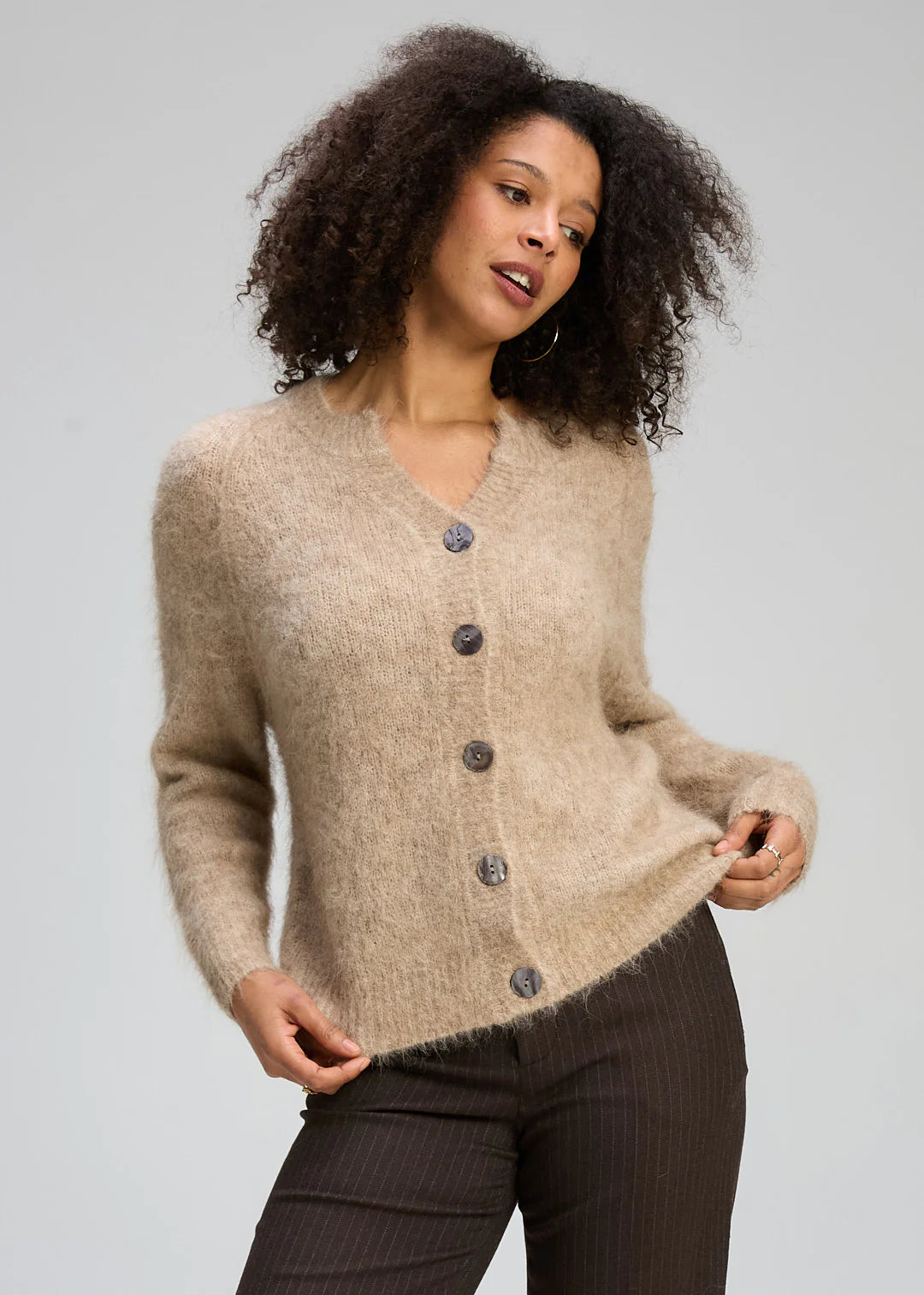 ZAKET & PLOVER - ALPACA CARDI - BARK