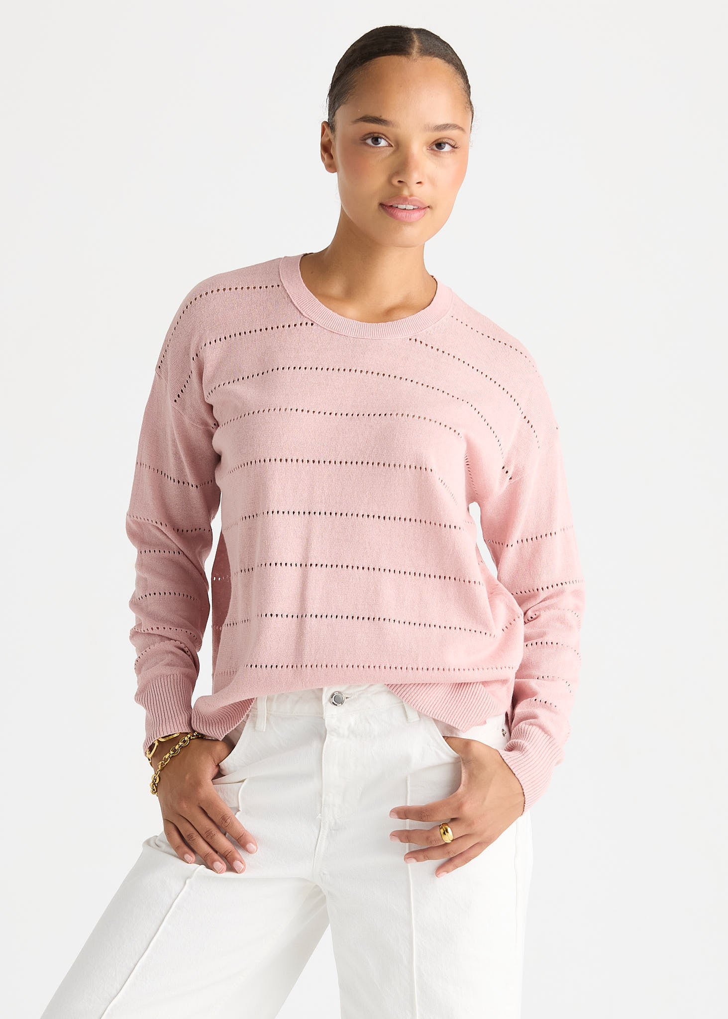 LD & CO TEXTURED LINEN JUMPER - ROSE