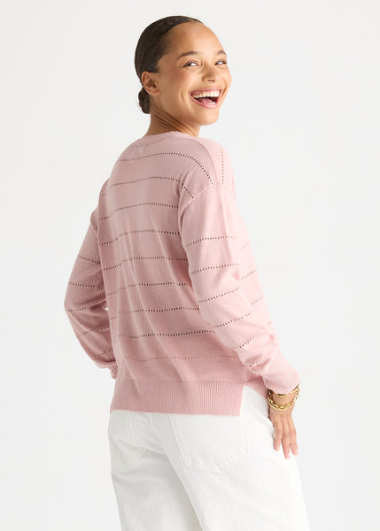 LD & CO TEXTURED LINEN JUMPER - ROSE