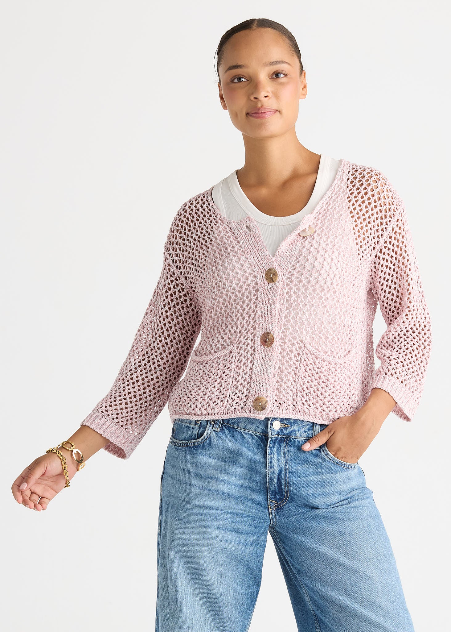 LD & CO COLOUR MIX CARDI - ROSE