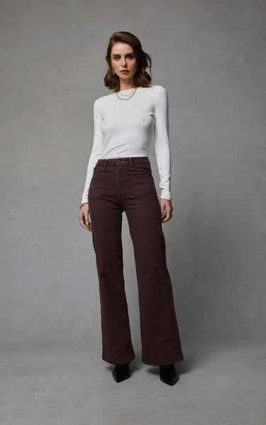 DRICOPER -INDY HIGH RISE WIDE LEG JEANS - FRENCH ROAST