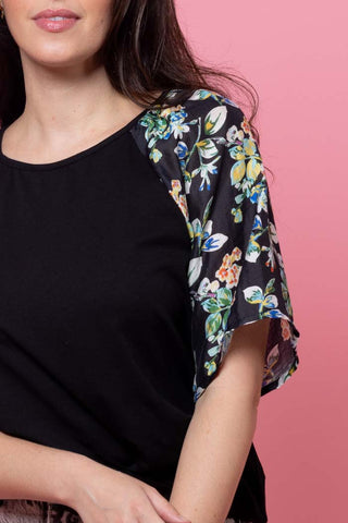 CHARLO - LEON T-SHIRT - BLACK FLORAL