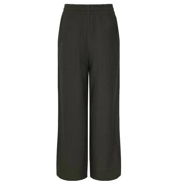 MOKE - INDIANA WOMEN'S WIDE LEG PANT - DARK CHOCOLATE w BLACK STRIPE