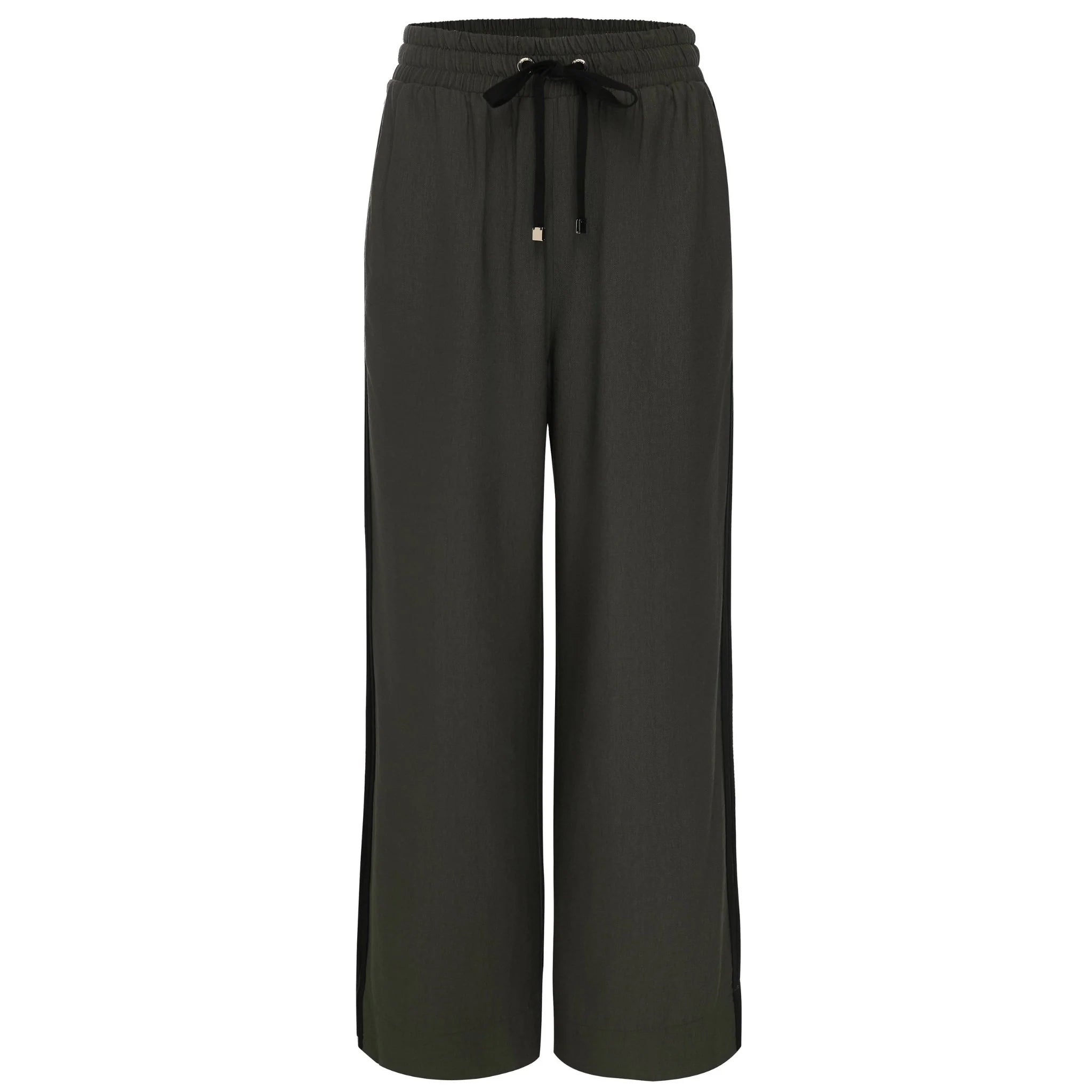 MOKE - INDIANA WOMEN'S WIDE LEG PANT - DARK CHOCOLATE w BLACK STRIPE
