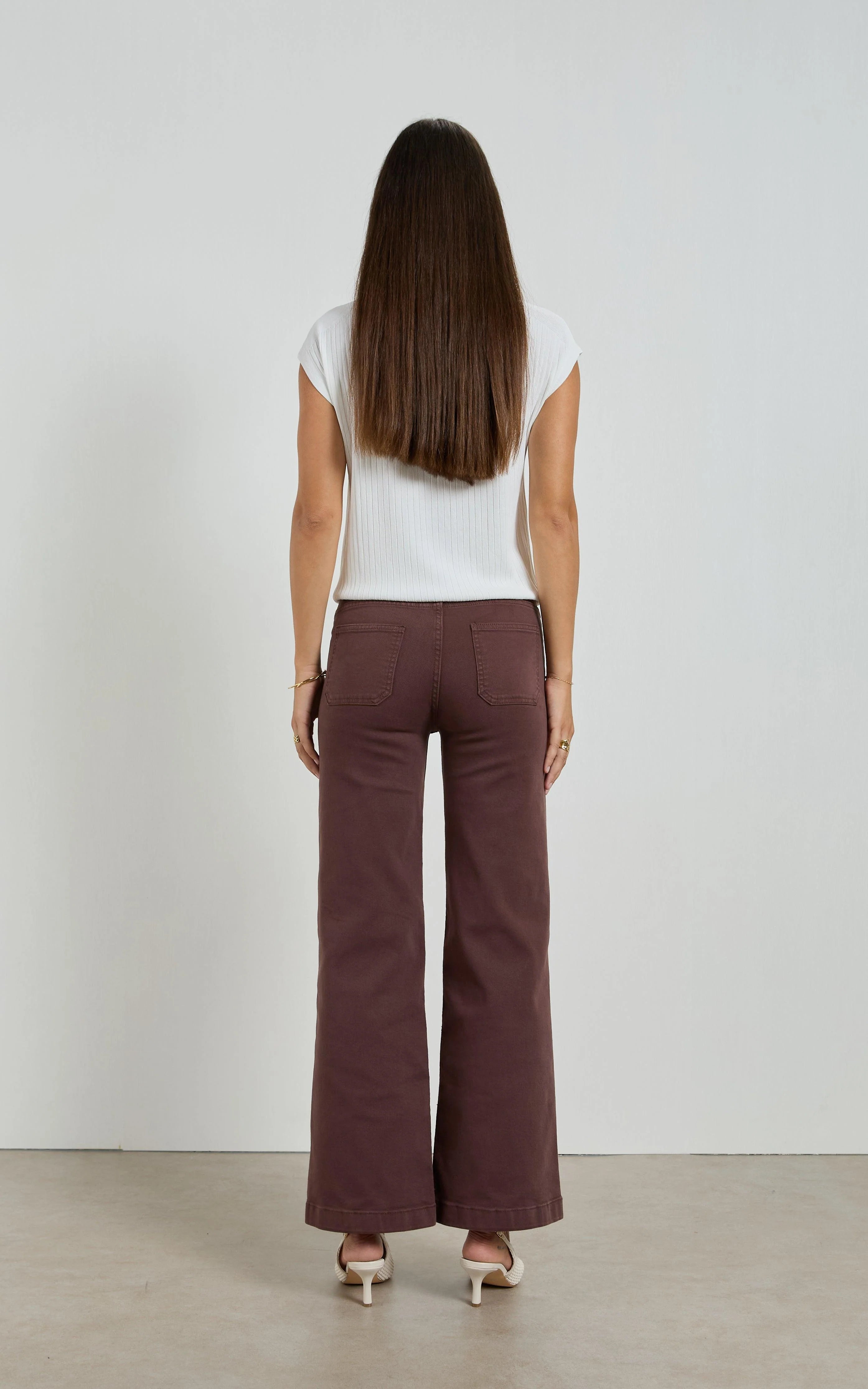 DRICOPER -INDY HIGH RISE WIDE LEG JEANS - FRENCH ROAST