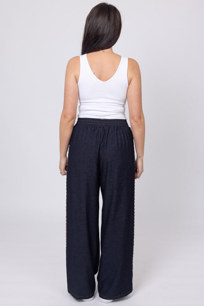 Honey Denim NATE DARK DENIM PANT - CARAMEL RIC RAC