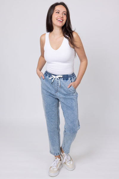 Honey Denim TALIA DENIM JOGGER - LIGHT BLUE