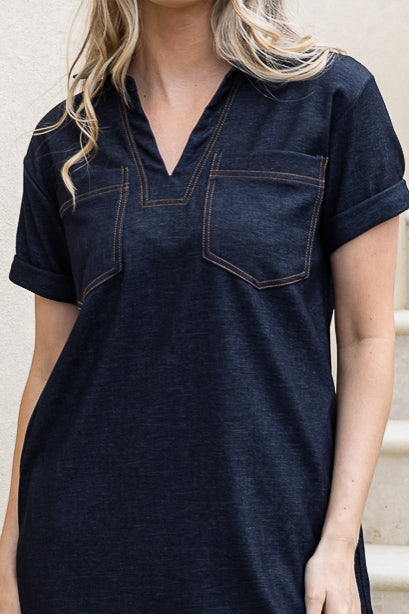 HONEY DENIM - ABBY DARK DENIM MINI DRESS