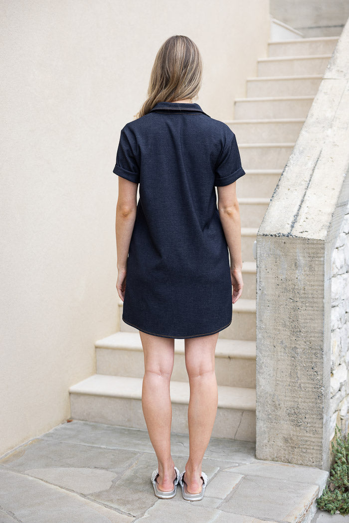 HONEY DENIM - ABBY DARK DENIM MINI DRESS