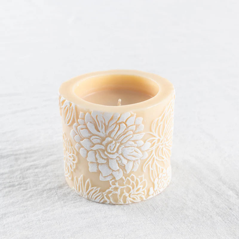 Natural Light - Japanese Chrysanthemum 4" Recessed Pillar - Ivory & White