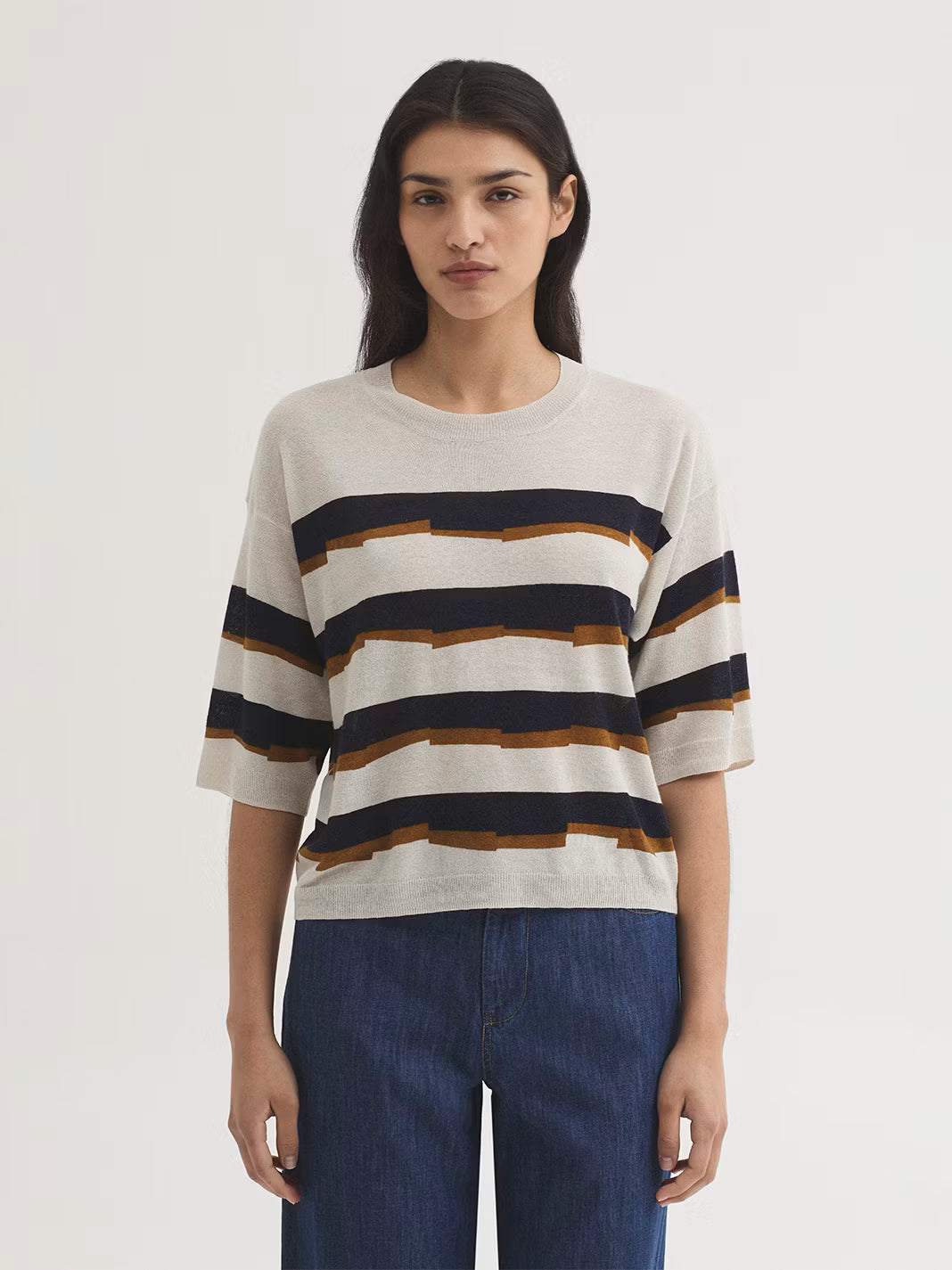 NICE THINGS - SWEATER - BROKEN STRIPES - NAVY