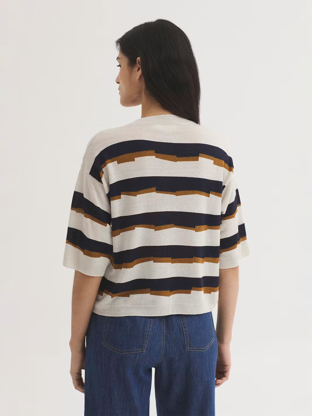 NICE THINGS - SWEATER - BROKEN STRIPES - NAVY
