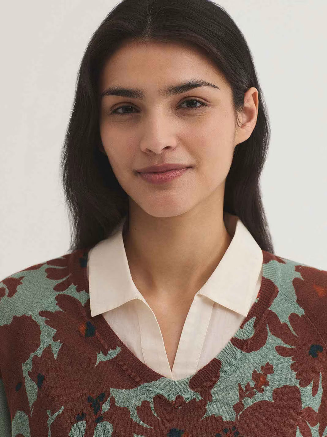 NICE THINGS - SWEATER - PENELOPE FLOWERS AQUA/BROWN